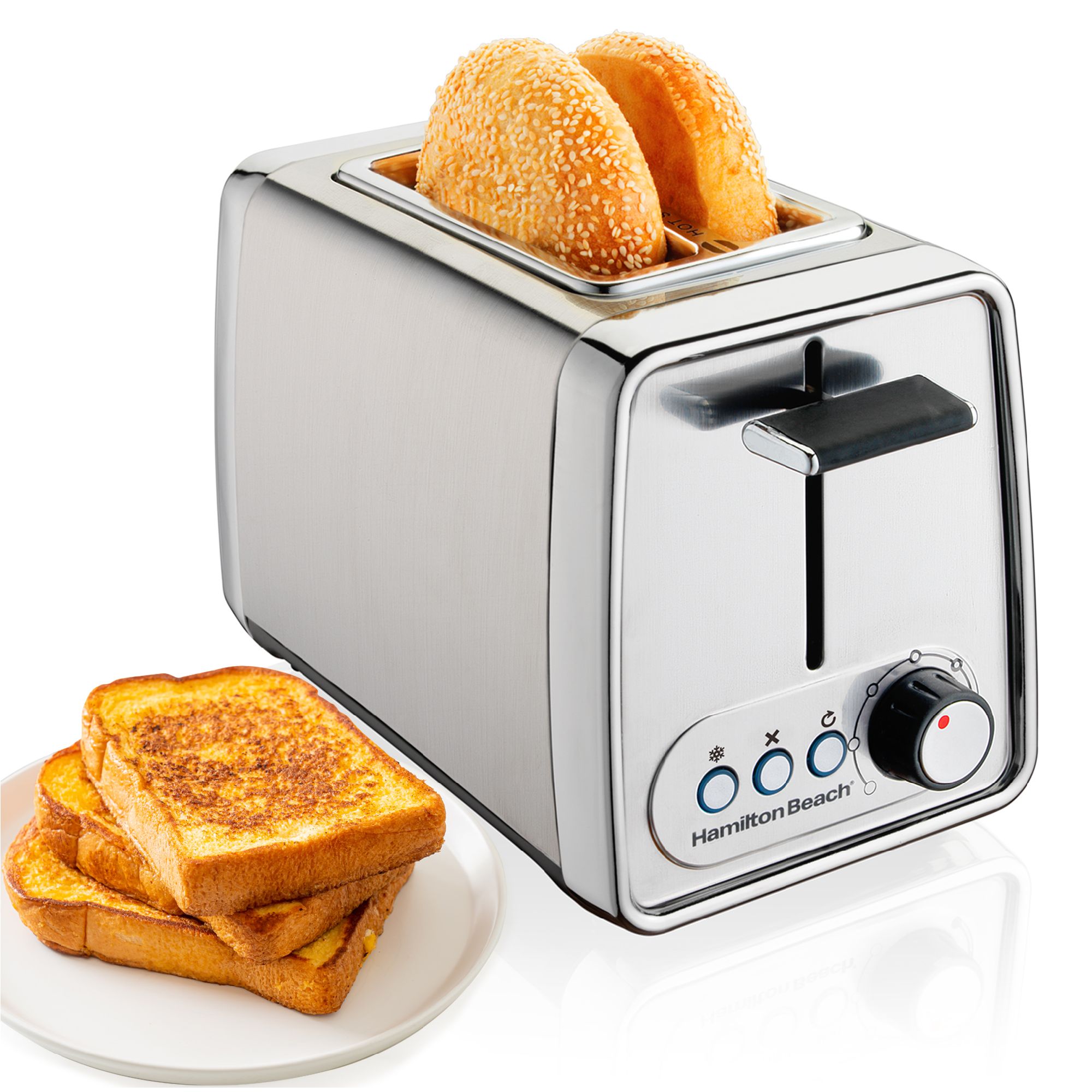 Metal 2 Slice Wide Slot Toaster, Bagel & Defrost Settings, Bun Warmer, Shade Selector, Toast Boost, Slide-Out Crumb Tray (925 Watts, Black)