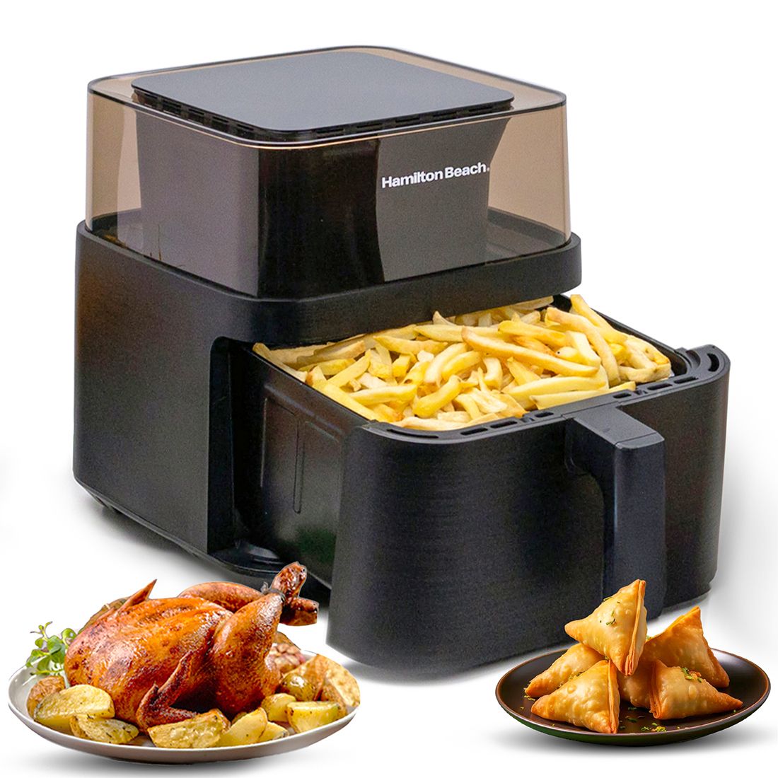 Hamilton Beach Digital Air Fryer, 1700W Power, 7.2L Capacity, Air fryer for Home, 360° View to Monitor Cooking, Digital Display with 12 Preset Menus, Dehydrate, Keep Warm, Airfryer with Touch Controls