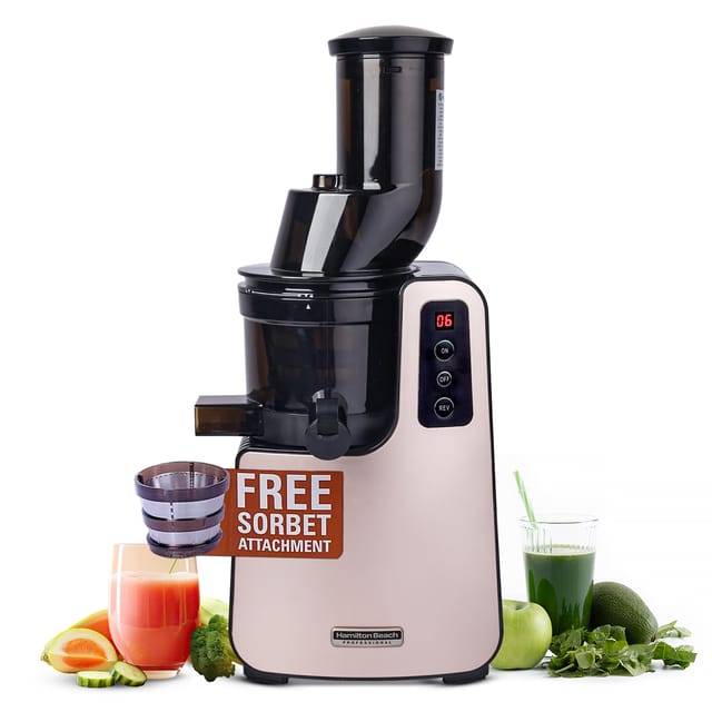 Hamilton Beach Professional Cold Press Slow Juicer with FREE Sorbet Attachment, Smart PurePress Technology